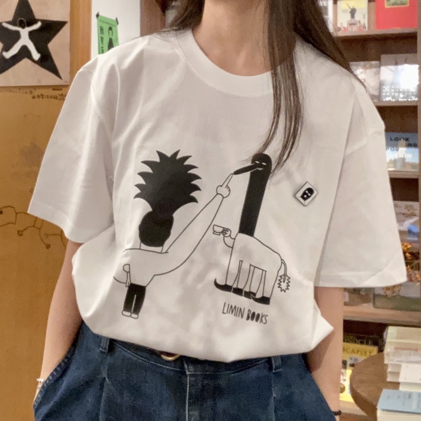 匿名书店 旁白联名T恤 长鼻子与爆炸头 插画师mao独立书店漫画
