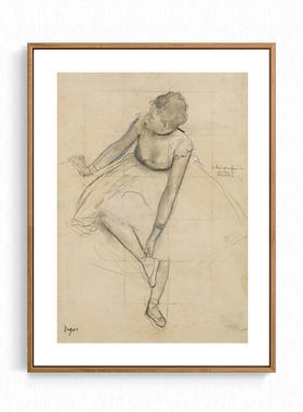 芭蕾舞者 德加 印象派跳舞女孩肖像素描 大都会博物馆 旁白装饰画