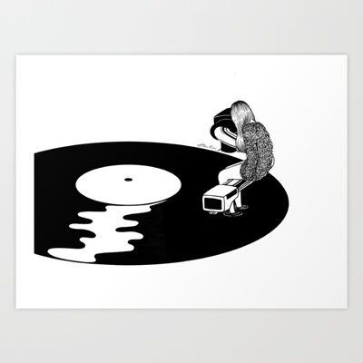 读书音乐黑白美国装饰画