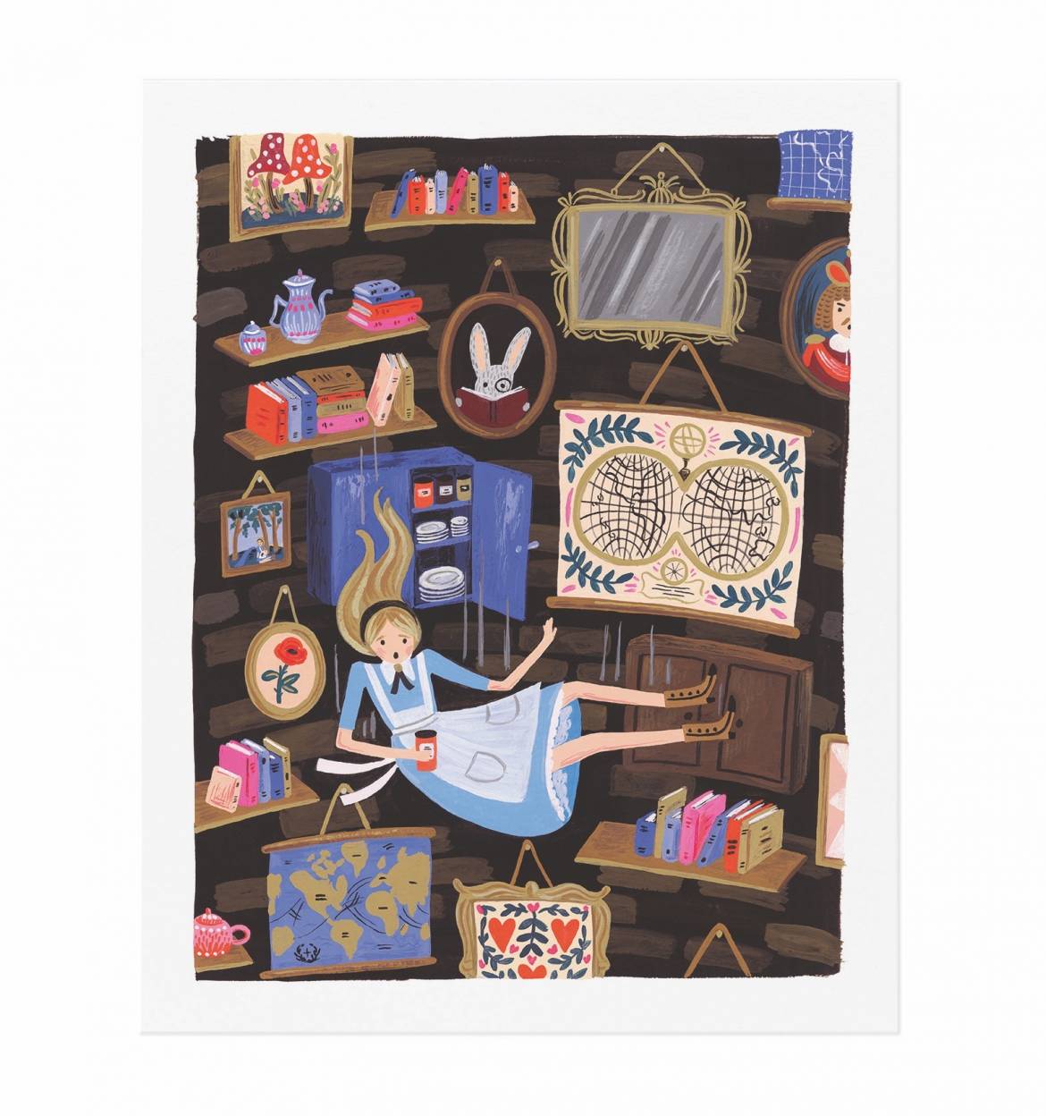 rifle paper 爱丽丝梦游仙境手绘童话插画美国进口儿童装饰画海报