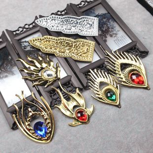 diy皇冠底座配件火焰孔雀眼浮雕镀金银铁片角花相册相框装饰材料