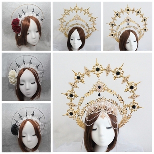 diy太阳冠光圈洛丽塔皇冠材料包手工拍照礼服走秀夸张头饰配件包