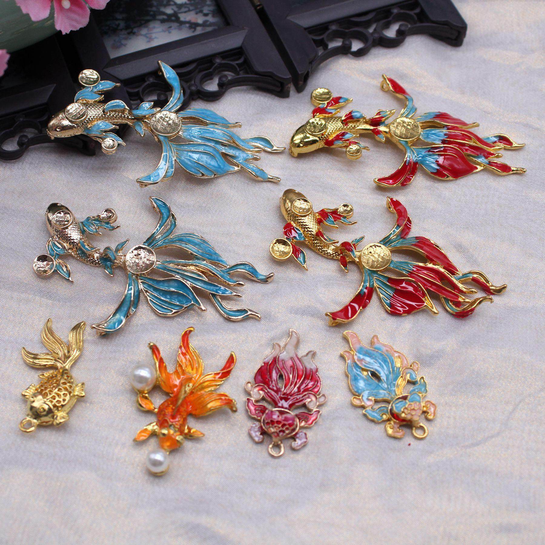 古风饰品diy手工发簪婚鞋饰品配件滴油锦鲤金鱼国风吉祥动物材料,饰品/流行首饰/时尚饰品新,其他DIY饰品配件,淘宝优惠券,粉丝福利购,淘宝优惠卷