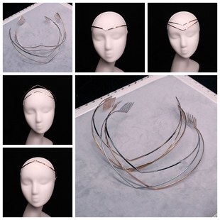 手工芭蕾皇冠单根双根V形额饰发箍底座中土精灵王冠头饰基座配件