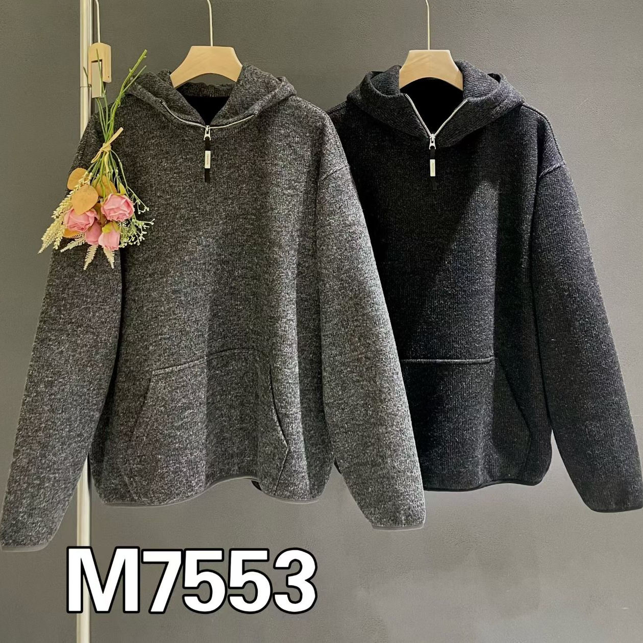 格雷系连帽卫衣运动休闲上衣简约