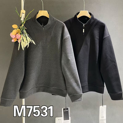 极简风半拉链立领加绒卫衣男款