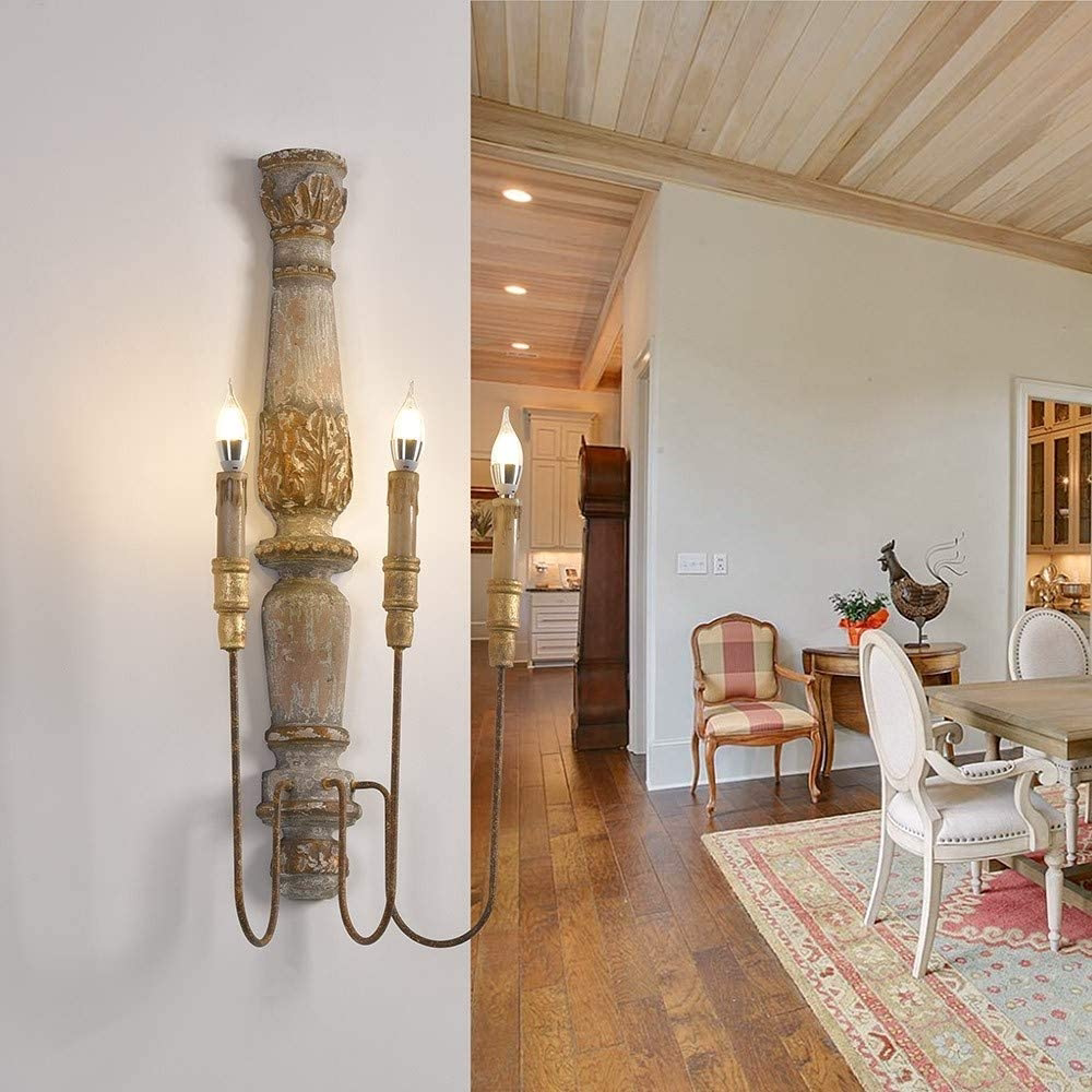 美式乡村复古壁灯实木五金卧室床头灯别墅走廊过道客厅仿古镜前灯
