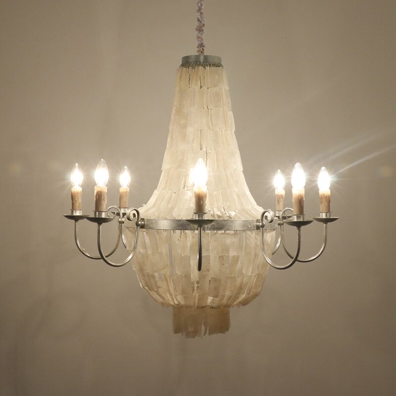 美式复古浪漫天然贝壳吊灯客厅餐厅艺术创意个性公主房灯具