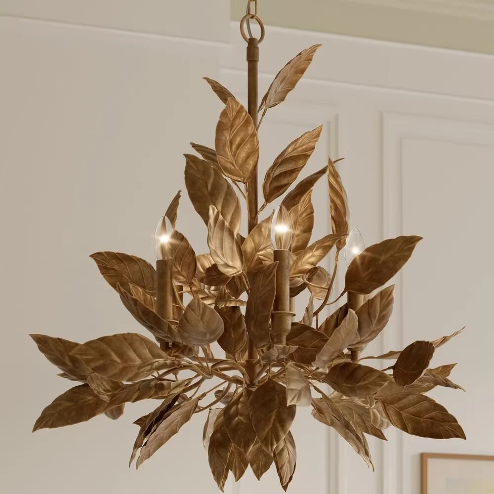 美式客厅餐厅别墅民宿卧室灯法式田园创意艺术金属永生叶子吊灯