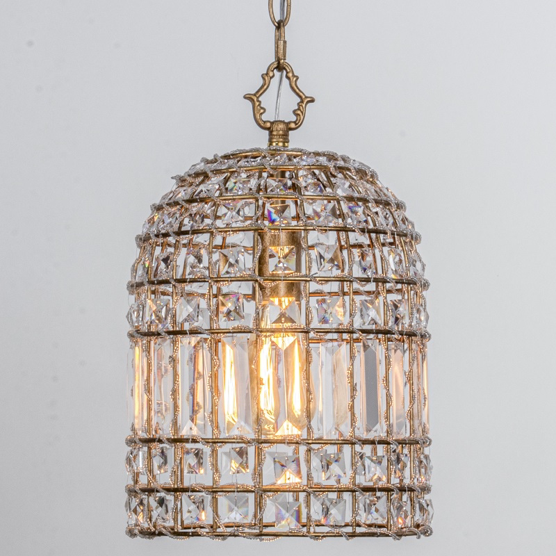 法式古董水晶单头吊灯创意餐厅灯鸟笼个性玄关灯具复古美式阳台灯