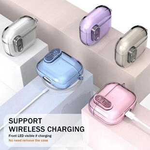 新款适用airpods4蓝牙耳机保护套airpods pro2透明锁扣支架苹果pro3耳机壳简约耳机套