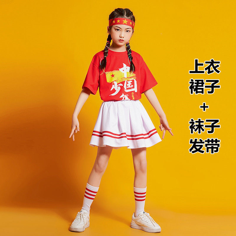 儿童啦啦队演出服爱国服装