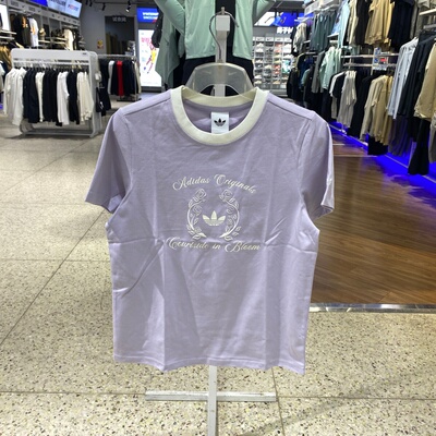 Adidas阿迪达斯三叶草女装短袖2026春新款圆领透气运动T恤KY5735