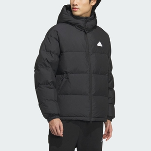 Adidas阿迪达斯男女24新款防泼水保暖宽松黑色面包服羽绒服JM9131