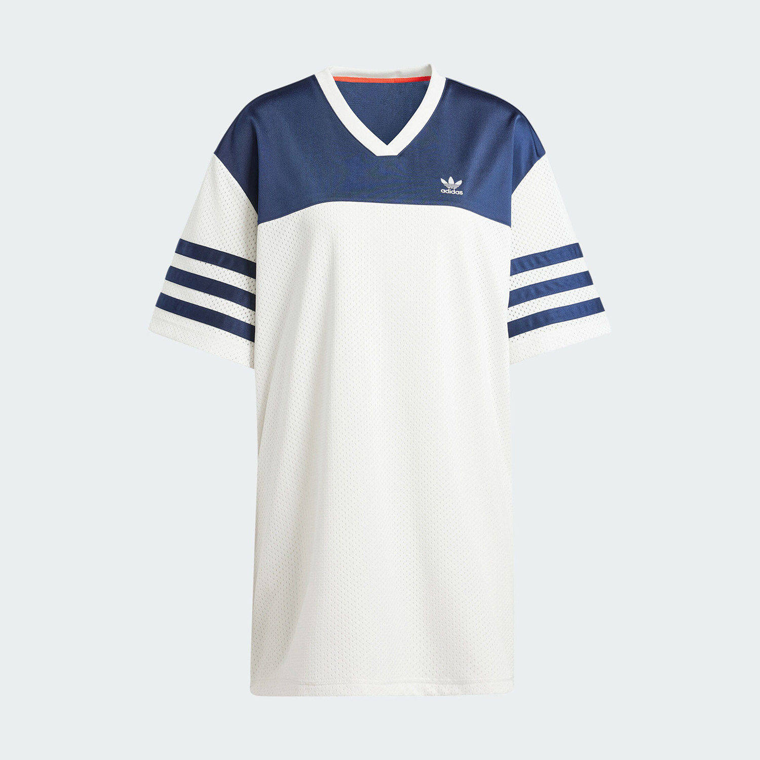 Adidas/阿迪达斯三叶草时尚透气篮球风女士宽松V领连衣裙 IS2348