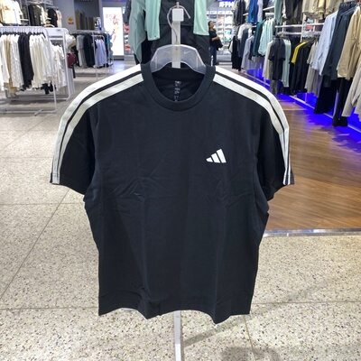 Adidas阿迪达斯男短袖26春新款三条纹休闲运动T恤KR2490