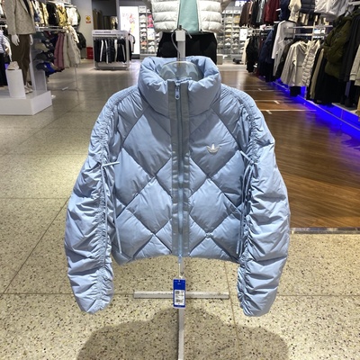 阿迪达斯羽绒服女蝴蝶结短款夹克