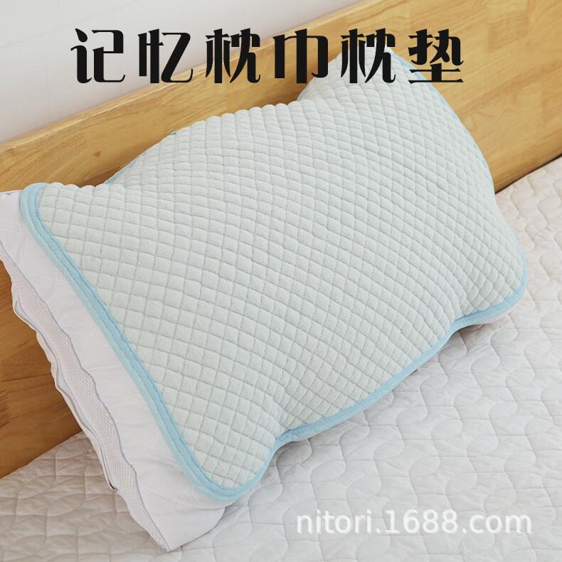 外贸出口日本防滑纯棉毛圈布绗缝夹层加厚枕垫日式全棉防滑枕巾