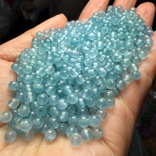 天然石英岩海宝蓝色散珠DIY手串配件手工编织玉石项链饰品配件