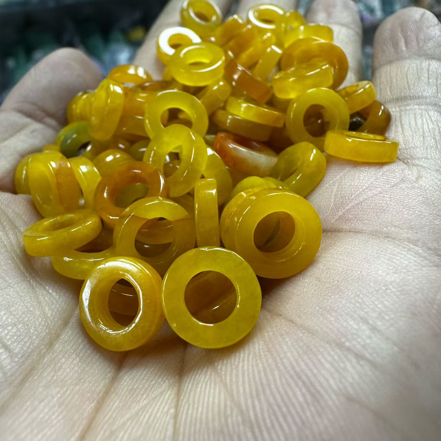 精致石英岩圆环散珠配件玉石文玩饰品配件手工串珠饰品配件材料