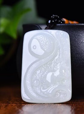 玉阅珠宝和田白玉发财鼠吊坠
