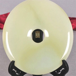 A货阿富汗白玉平安扣摆件 大号平安扣和氏璧玉石摆件精美DIY手工