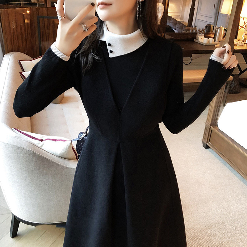 秋冬季法式小香风轻奢高级感洋气连衣裙女港风复古chic裙子两件套