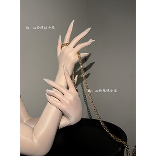 ou的辣妹小屋【幻】极光丝滑油亮手丝五指分指手套性感男女丝袜