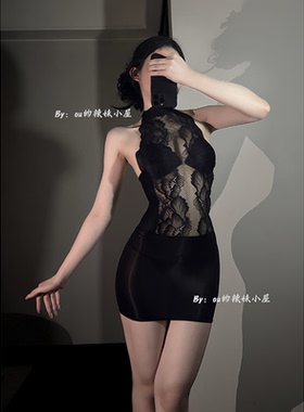 ou的辣妹小屋【荷花】黑色蕾丝马油包臀裙内衣性感丝滑油亮小妈风
