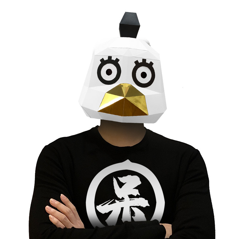 可爱公鸡动物头套儿童手工diy纸模搞怪面具抖音网红直播cos道具