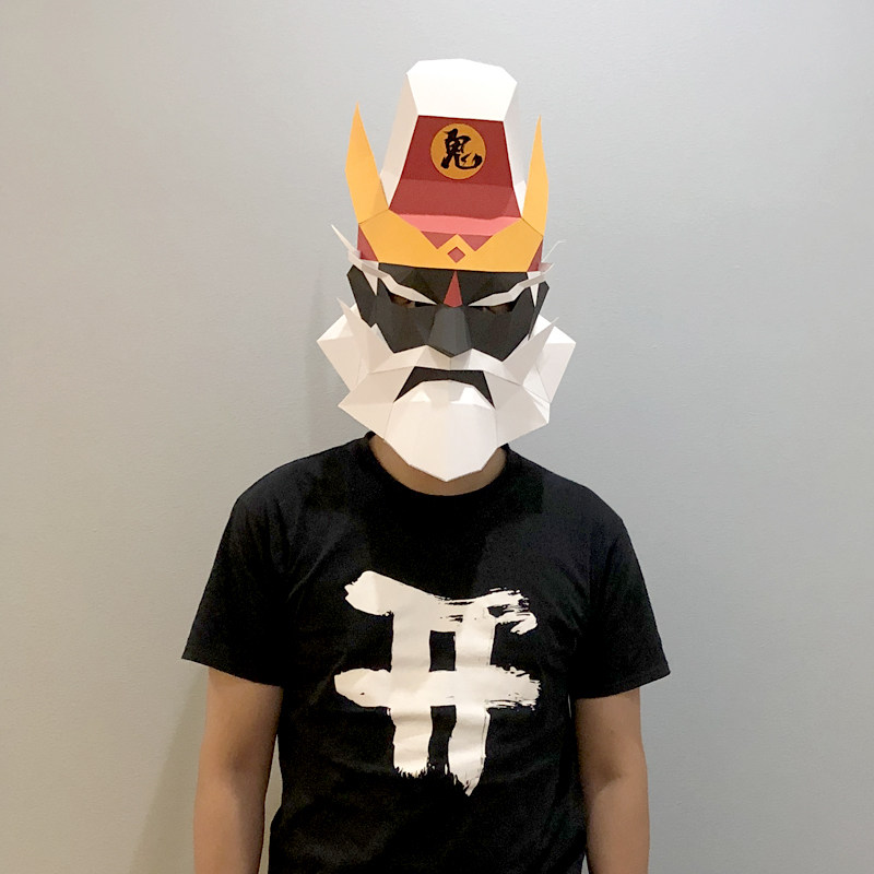 万圣节钟馗纸模头套创意手工diy制作材料包恐怖游戏表演面具道具