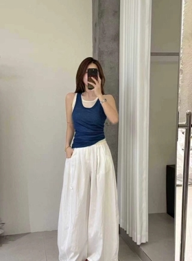 IFYOU8300 卡色松弛感工装阔腿裤女2026夏季韩版小个子高腰休闲裤