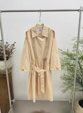 欧洲站2026春季PH23时尚百搭翻领长袖系带宽松休闲风衣外套女4891