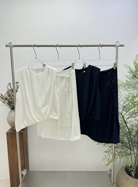 欧洲站女装PH23正品新款2026夏季斜边无袖上衣拼带半裙套装6148