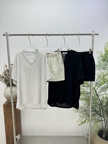 欧洲站女装PH23正品2026夏季V领短袖T恤抽绳半裙套装5231