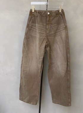 欧洲站2025冬季新款ph23时尚复古作旧高腰显瘦宽松休闲牛仔裤3001