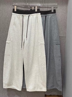 欧洲站潮休闲裤女秋冬2025新款宽松加绒撞色工装卫裤长裤 953302