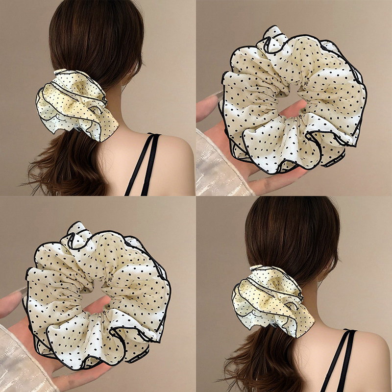 芒果气质波点大肠发圈高级感扎头发皮筋头绳丸子头头花发饰饰品mg