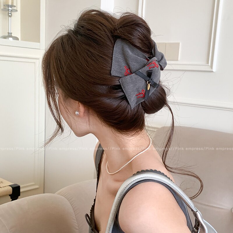 芒果韩系蝴蝶结抓夹高级感发夹后脑勺盘发鲨鱼夹发量多发卡饰品mg