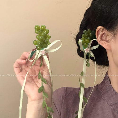 芒果森系流苏发夹女新中式古风汉服头饰侧边刘海夹对夹发卡饰品mg