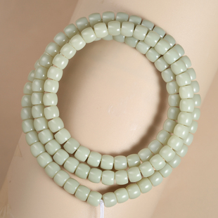 新疆天然和田玉且末料青白玉直切108佛珠款 7mm手串手链玉佩将将