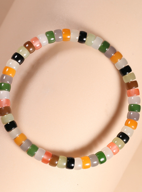 天然和田玉多巴胺彩板药片手串