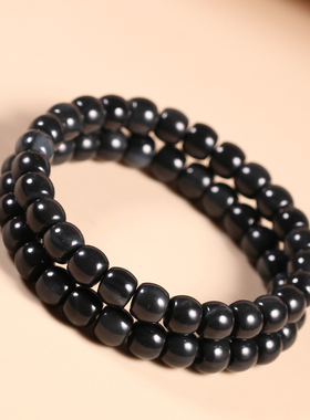 和田玉青花籽料直切单圈手链