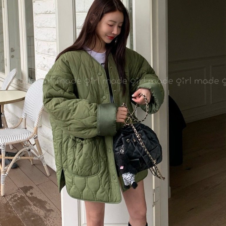 韩国chic2025秋冬时尚宽松舒适保暖外套棉服女+短裤小众两件套