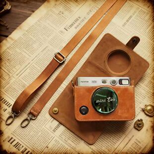 适用于拍立得evo斜挎皮套单肩富士miniEVO相机包专用保护套复古风