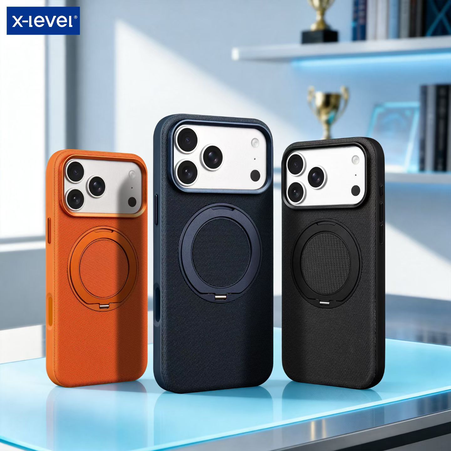 x-level布料360旋转磁吸支架适用于iPhone17pro手机壳17promax全包16pro科技编织物防摔保护壳