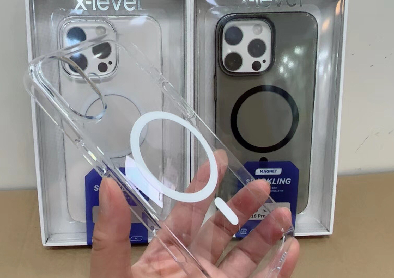 x-Level硬壳pc透明适用苹果17promax手机壳新款晶莹磁吸phone15promax超薄16pro高级15保护套男女简约款