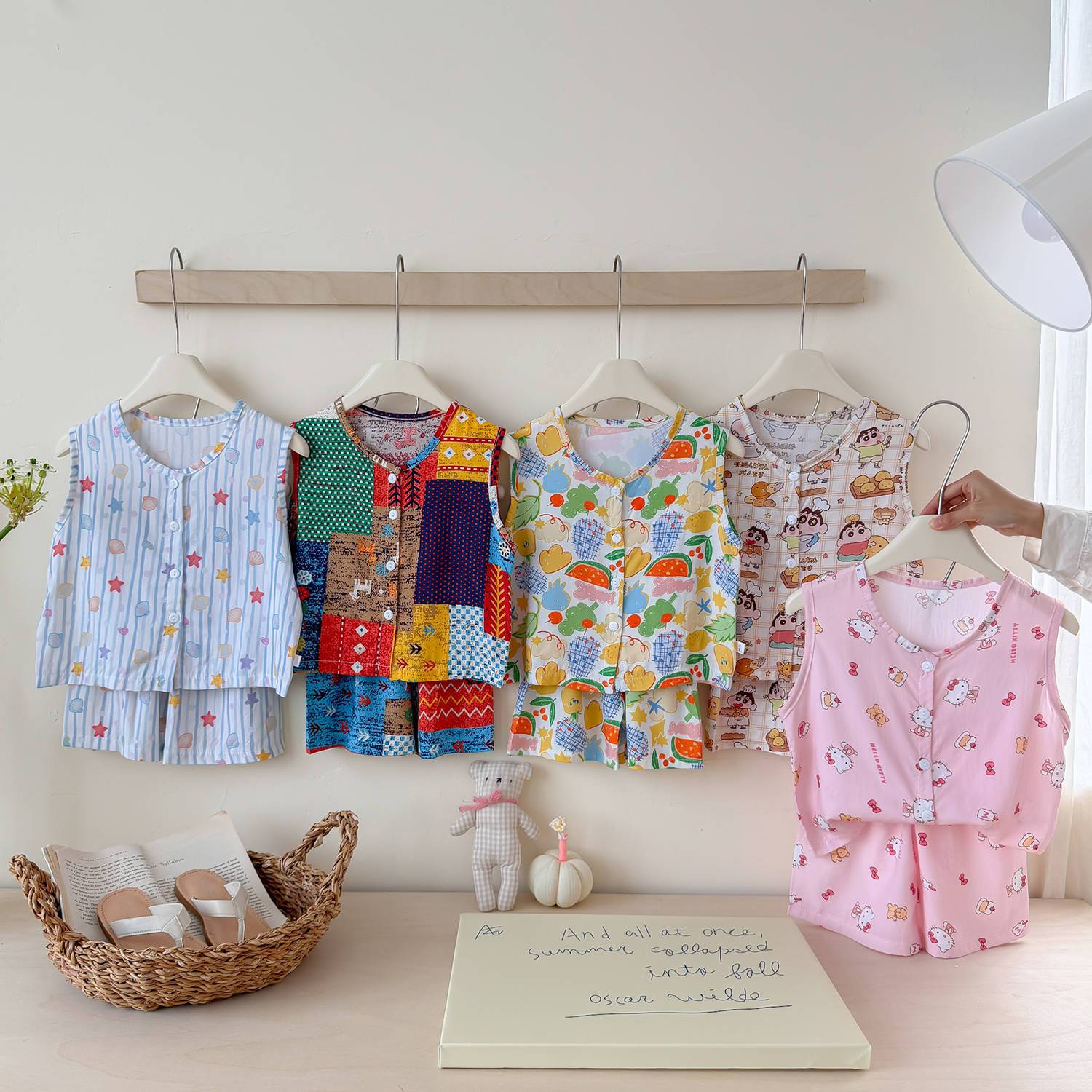 幼儿夏季A类棉绸薄款家居服套装