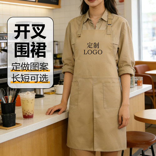 开叉时尚好看男女同款棉布围裙
