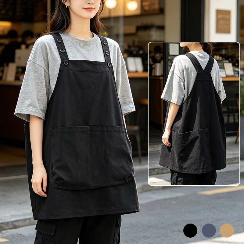 餐饮专用马夹式围裙定制logo印字高级感便利店休闲全棉工作服男女